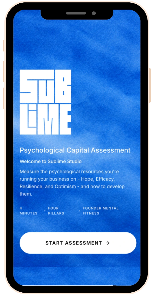 Welcome screen of the Psychological Capital Assessment, introducing the questions to come.